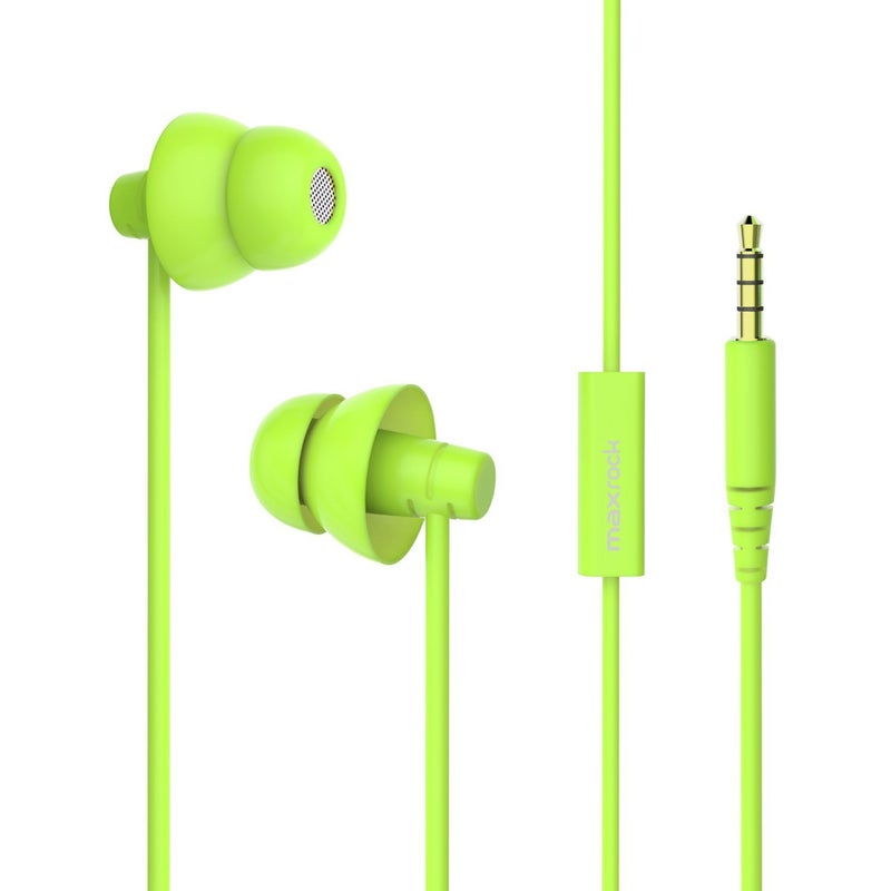 MAXROCK Wired Sleep Earphones Soft Sleep Earbuds Total Silicon Sleeping Headphones with in-line Mic for Cellphones, Mp3, Tablet pocasts 3.5mm, Green - Image 1
